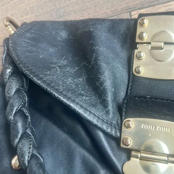 Miu Miu Black Shoulder Bag with Gold Accents - Picture 12 of 15